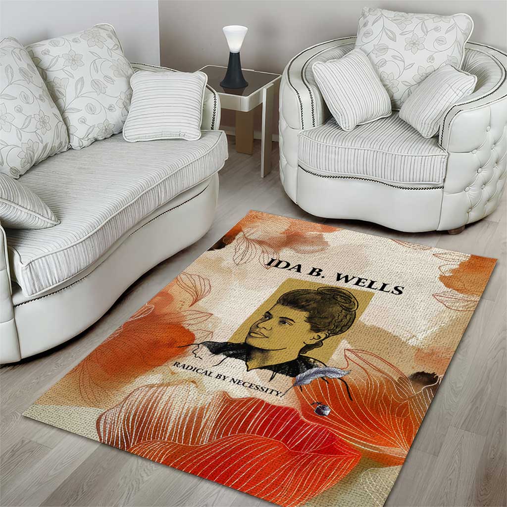 Ida B. Wells Area Rug with Floral Pen Design Illustrated Portrait Civil Rights and Journalism Tribute - African Pride