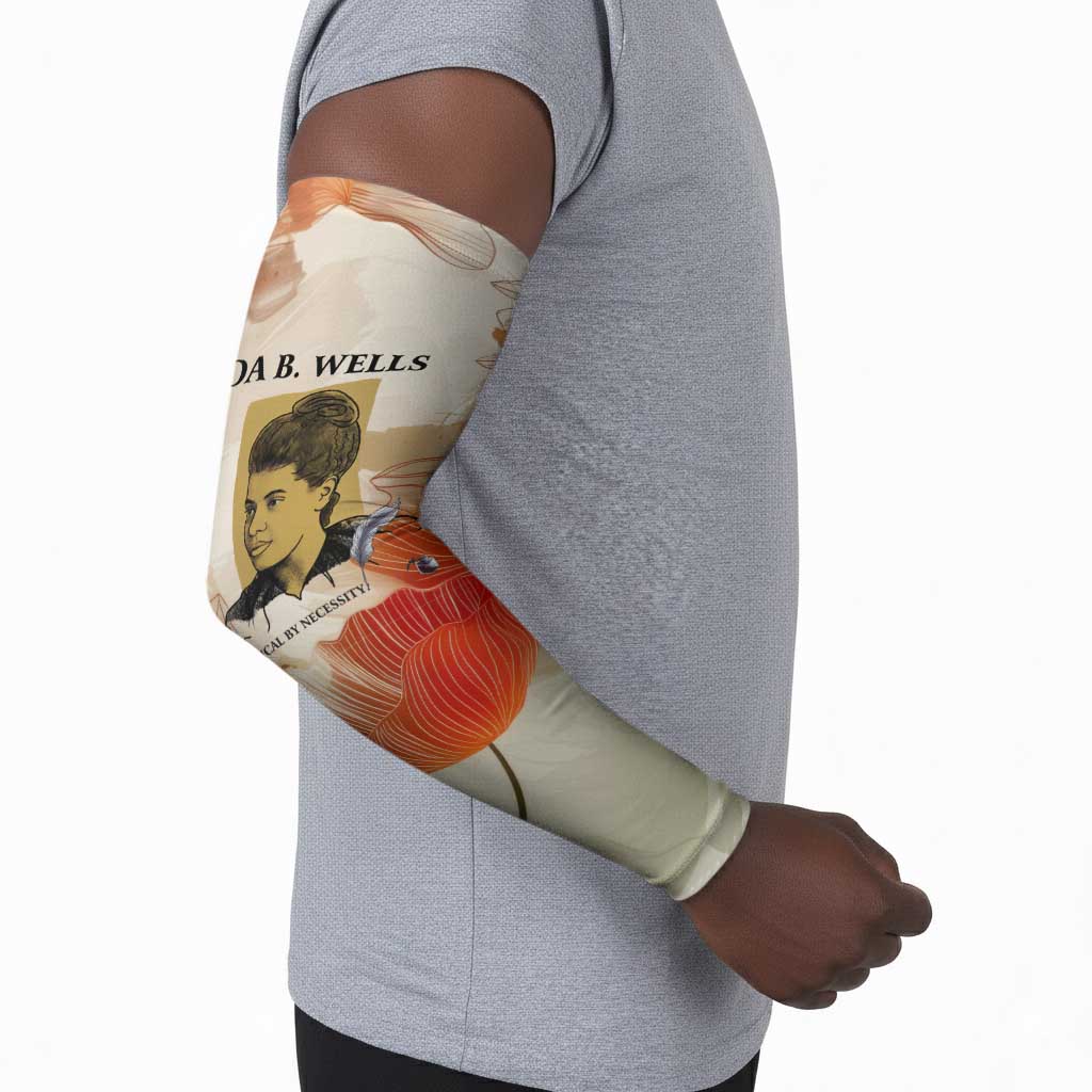 Ida B. Wells Arm Sleeves with Floral Pen Design Illustrated Portrait Civil Rights and Journalism Tribute - African Pride