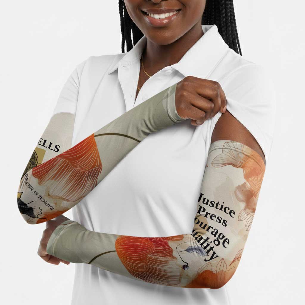 Ida B. Wells Arm Sleeves with Floral Pen Design Illustrated Portrait Civil Rights and Journalism Tribute - African Pride