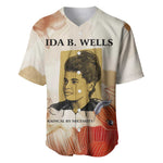 Ida B. Wells Baseball Jersey with Floral Pen Design Illustrated Portrait Civil Rights and Journalism Tribute - African Pride