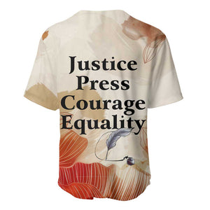 Ida B. Wells Baseball Jersey with Floral Pen Design Illustrated Portrait Civil Rights and Journalism Tribute - African Pride
