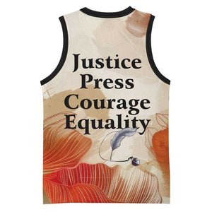 Ida B. Wells Basketball Jersey with Floral Pen Design Illustrated Portrait Civil Rights and Journalism Tribute - African Pride