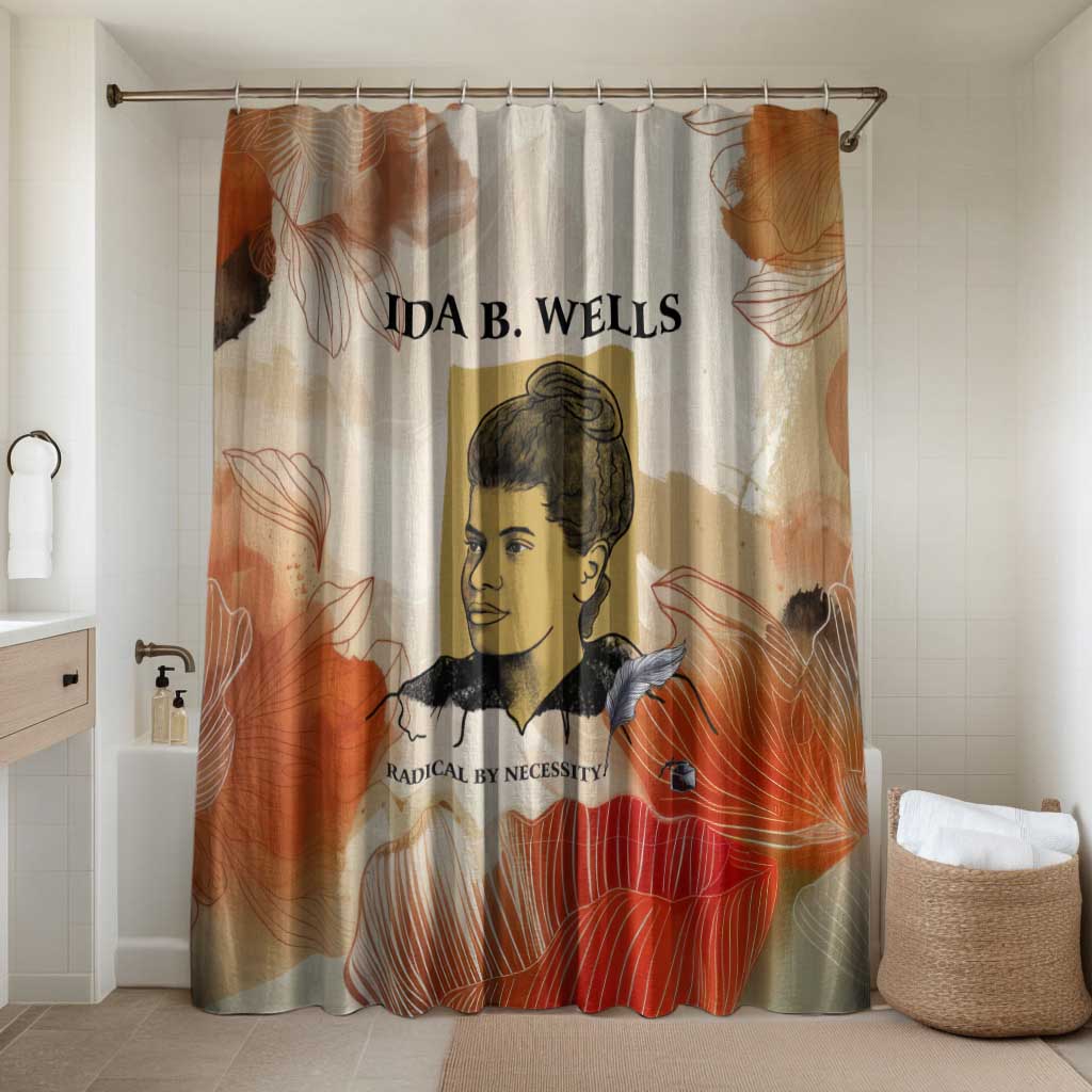 Ida B. Wells Bathroom Set with Floral Pen Design Illustrated Portrait Civil Rights and Journalism Tribute - African Pride