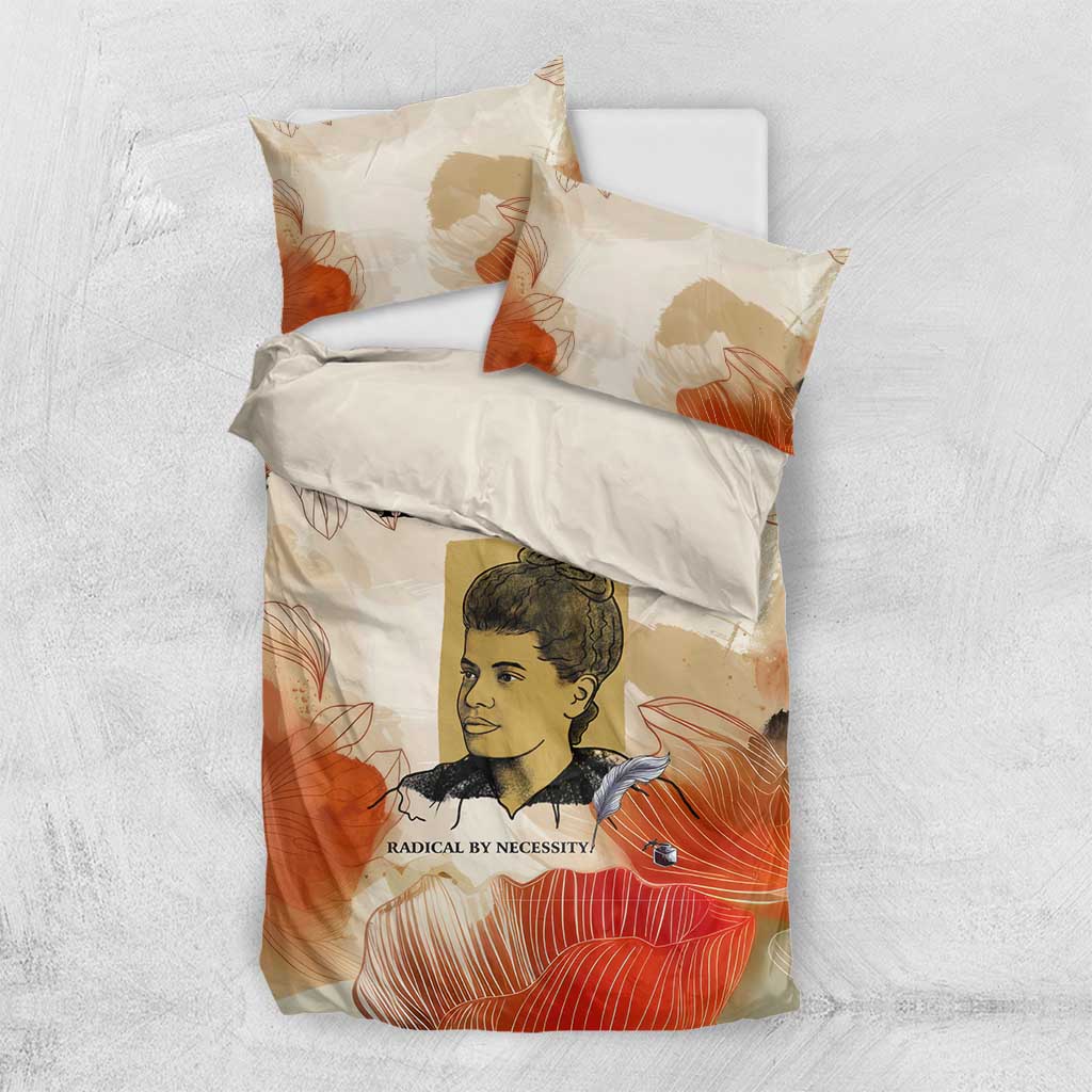 Ida B. Wells Bedding Set with Floral Pen Design Illustrated Portrait Civil Rights and Journalism Tribute - African Pride