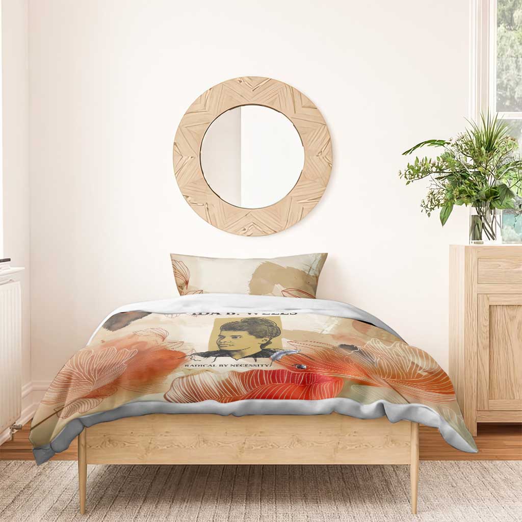 Ida B. Wells Bedding Set with Floral Pen Design Illustrated Portrait Civil Rights and Journalism Tribute - African Pride