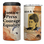 Ida B. Wells 4 in 1 Can Cooler Tumbler with Floral Pen Design Illustrated Portrait Civil Rights and Journalism Tribute - African Pride