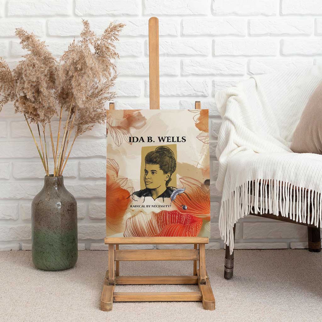 Ida B. Wells Canvas Wall Art with Floral Pen Design Illustrated Portrait Civil Rights and Journalism Tribute - African Pride