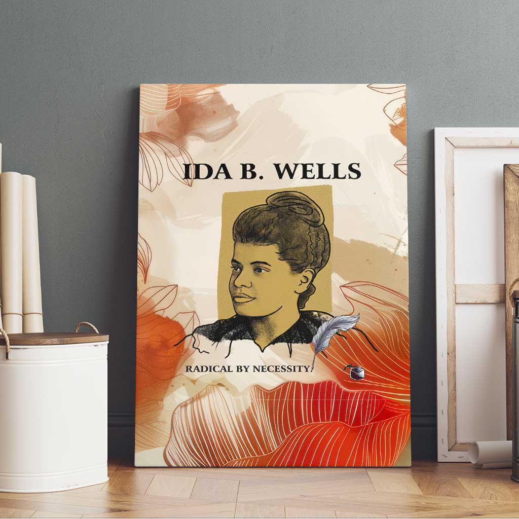 Ida B. Wells Canvas Wall Art with Floral Pen Design Illustrated Portrait Civil Rights and Journalism Tribute - African Pride