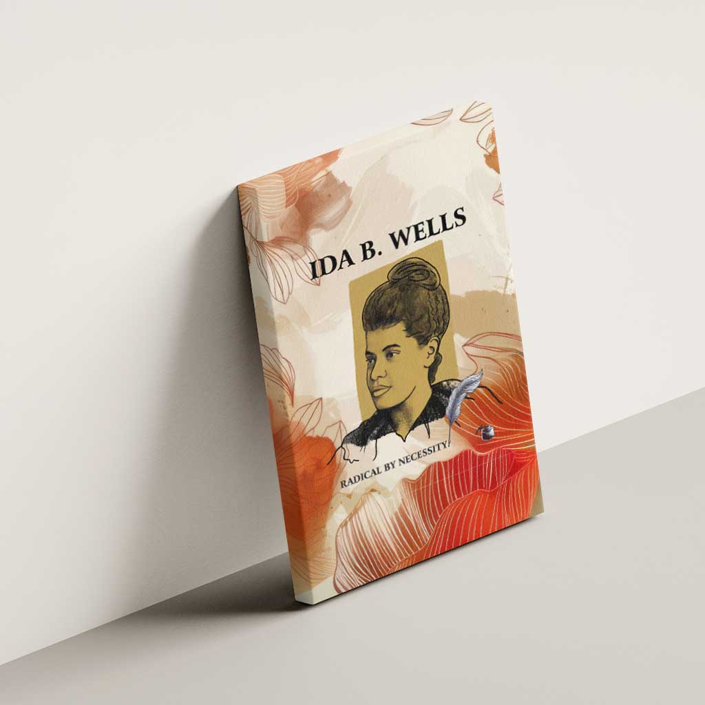 Ida B. Wells Canvas Wall Art with Floral Pen Design Illustrated Portrait Civil Rights and Journalism Tribute - African Pride
