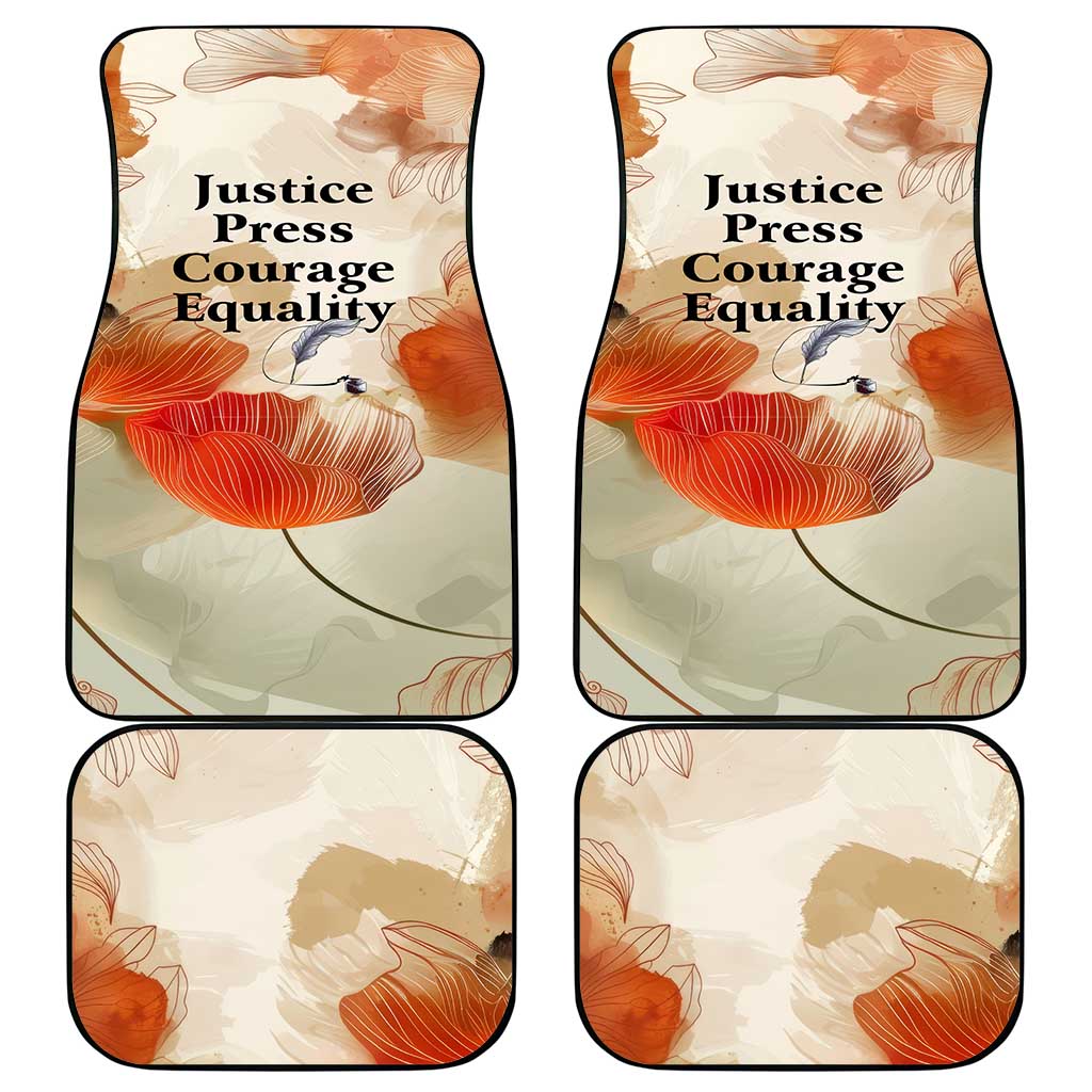 Ida B. Wells Car Mats with Floral Pen Design Illustrated Portrait Civil Rights and Journalism Tribute - African Pride