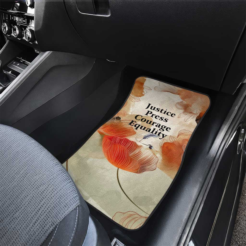 Ida B. Wells Car Mats with Floral Pen Design Illustrated Portrait Civil Rights and Journalism Tribute - African Pride
