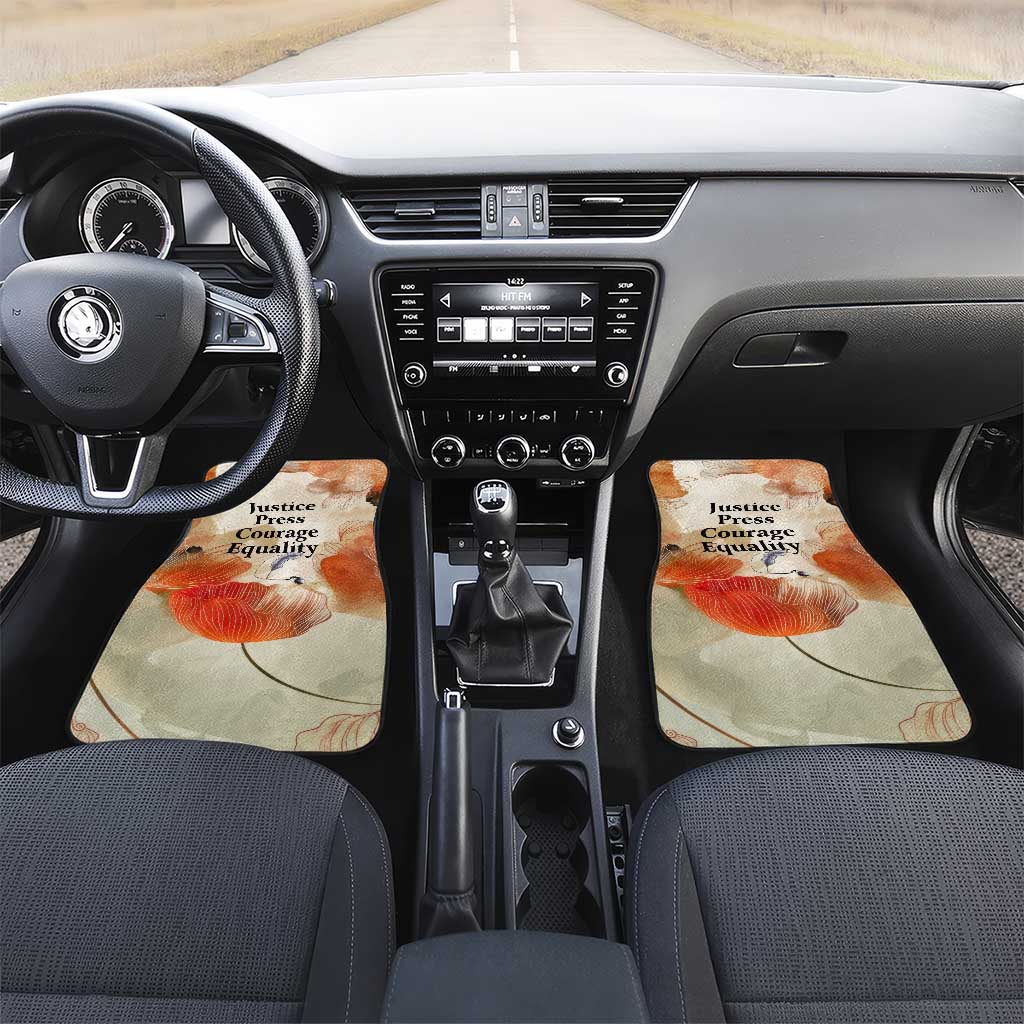 Ida B. Wells Car Mats with Floral Pen Design Illustrated Portrait Civil Rights and Journalism Tribute - African Pride