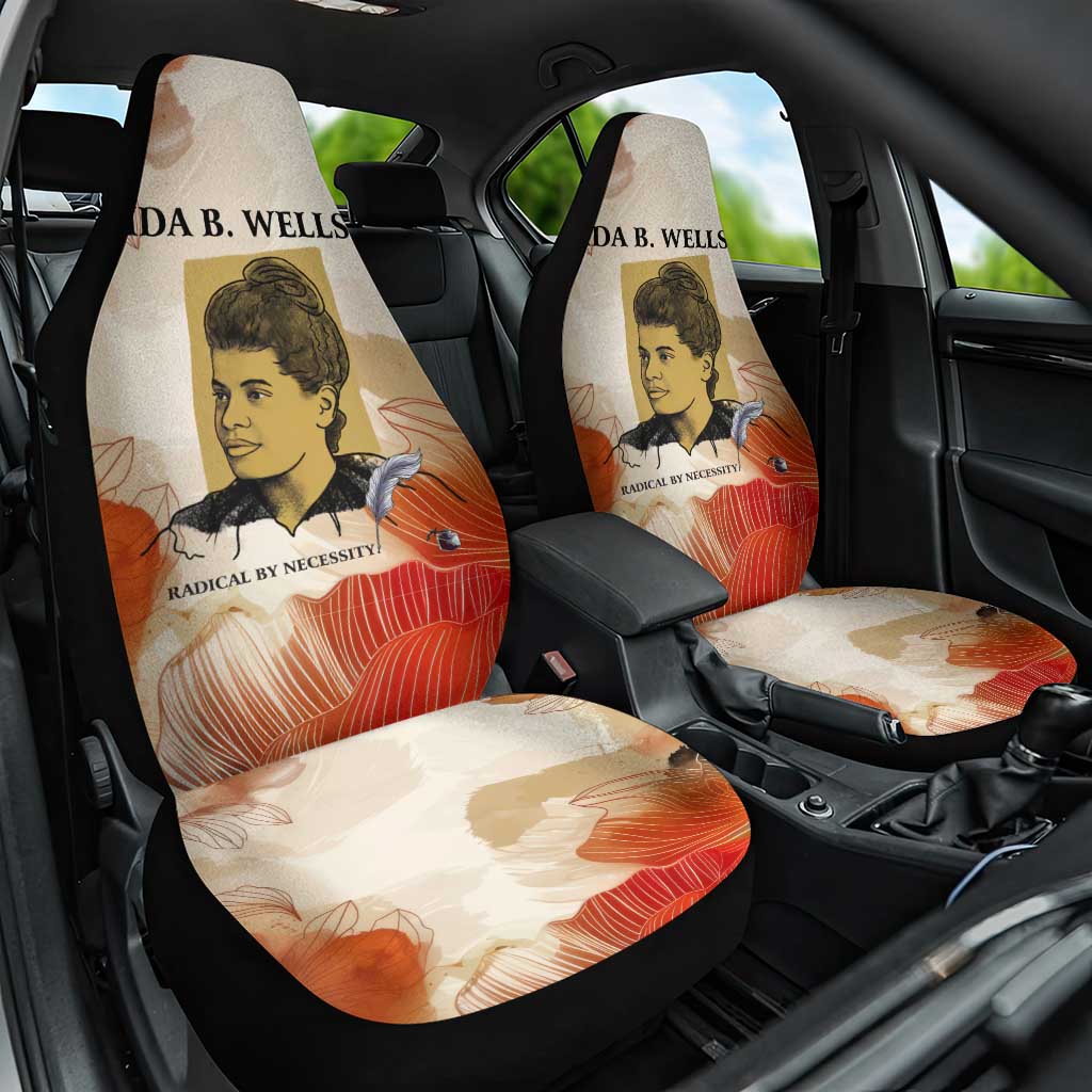 Ida B. Wells Car Seat Cover with Floral Pen Design Illustrated Portrait Civil Rights and Journalism Tribute - African Pride