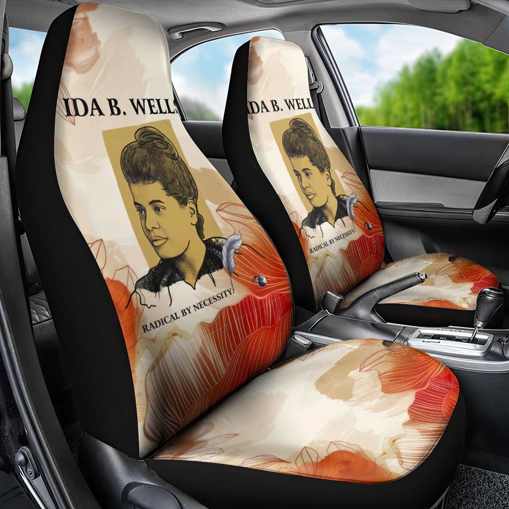 Ida B. Wells Car Seat Cover with Floral Pen Design Illustrated Portrait Civil Rights and Journalism Tribute - African Pride