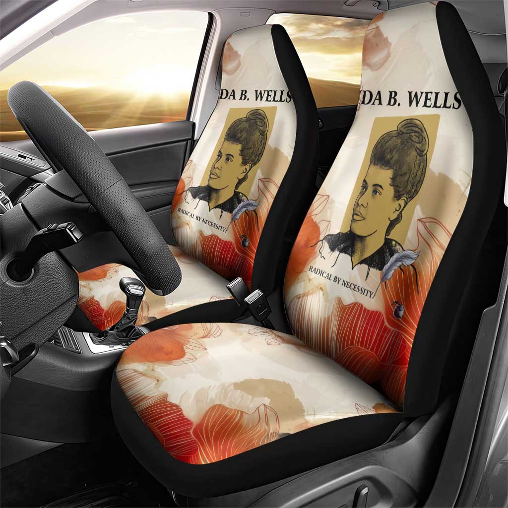Ida B. Wells Car Seat Cover with Floral Pen Design Illustrated Portrait Civil Rights and Journalism Tribute - African Pride