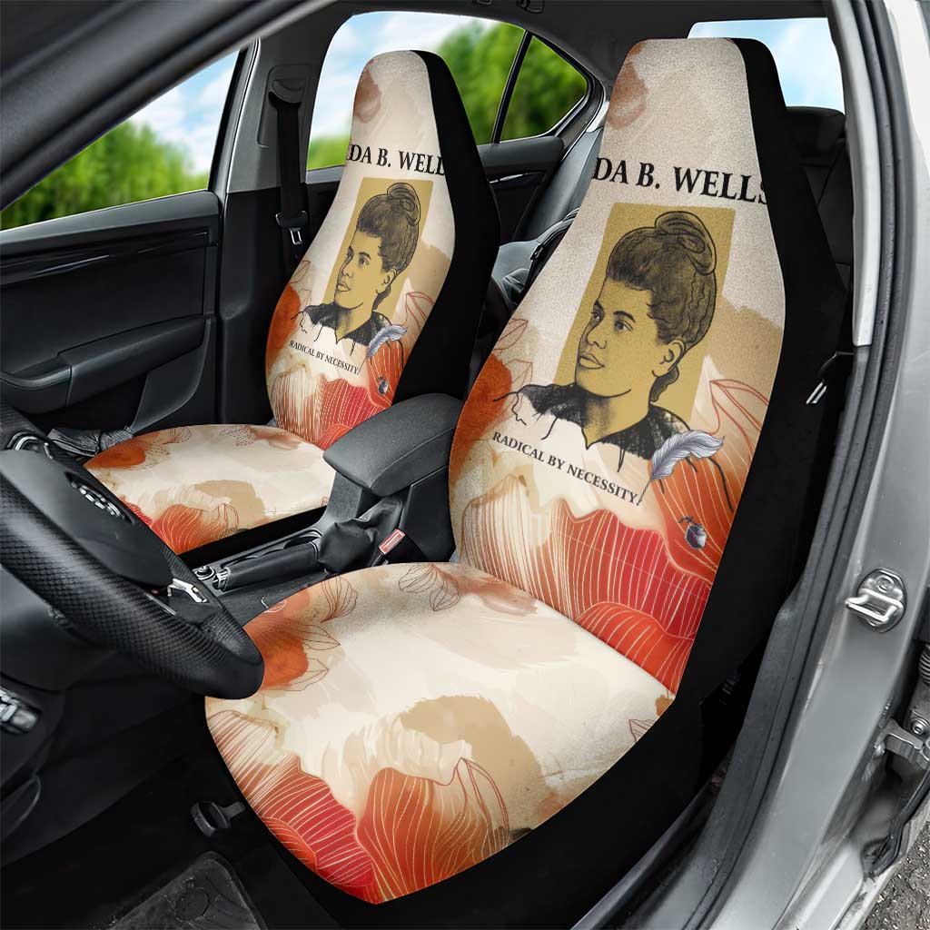 Ida B. Wells Car Seat Cover with Floral Pen Design Illustrated Portrait Civil Rights and Journalism Tribute - African Pride