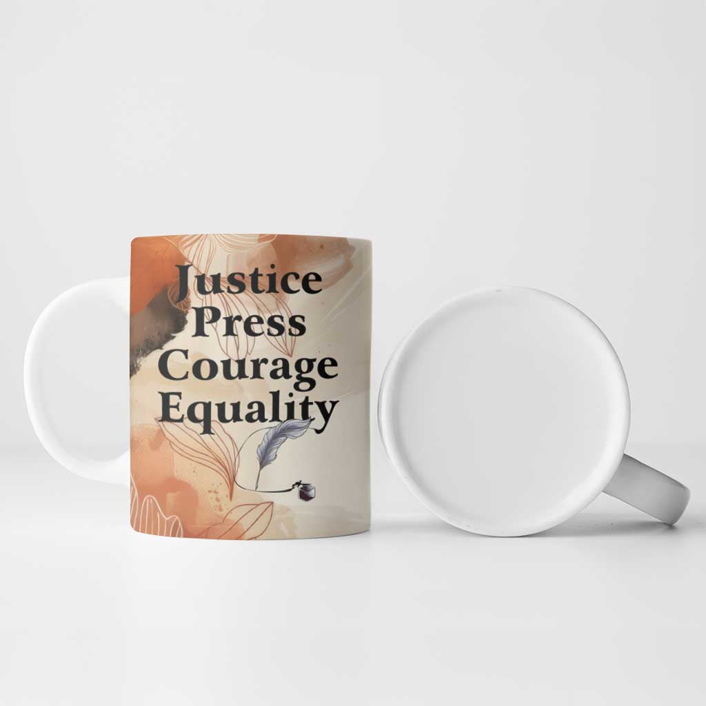 Ida B. Wells Ceramic Mug with Floral Pen Design Illustrated Portrait Civil Rights and Journalism Tribute - African Pride