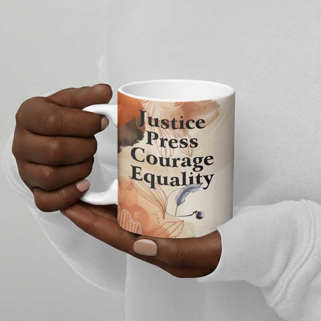 Ida B. Wells Ceramic Mug with Floral Pen Design Illustrated Portrait Civil Rights and Journalism Tribute - African Pride