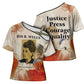 Ida B. Wells Cross Shoulder Shirt with Floral Pen Design Illustrated Portrait Civil Rights and Journalism Tribute - African Pride