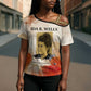 Ida B. Wells Cross Shoulder Shirt with Floral Pen Design Illustrated Portrait Civil Rights and Journalism Tribute - African Pride