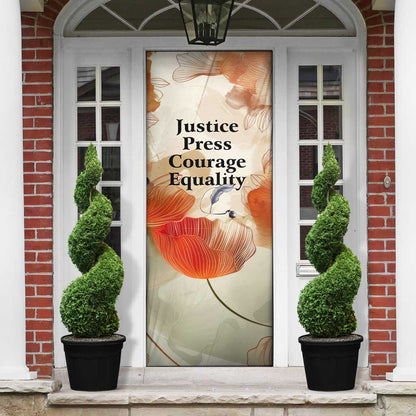 Ida B. Wells Door Cover with Floral Pen Design Illustrated Portrait Civil Rights and Journalism Tribute - African Pride