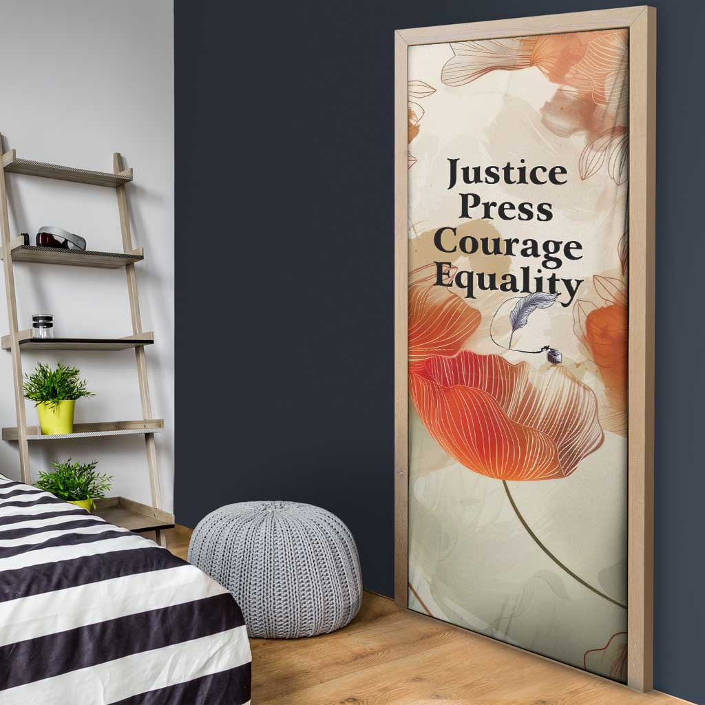 Ida B. Wells Door Cover with Floral Pen Design Illustrated Portrait Civil Rights and Journalism Tribute - African Pride
