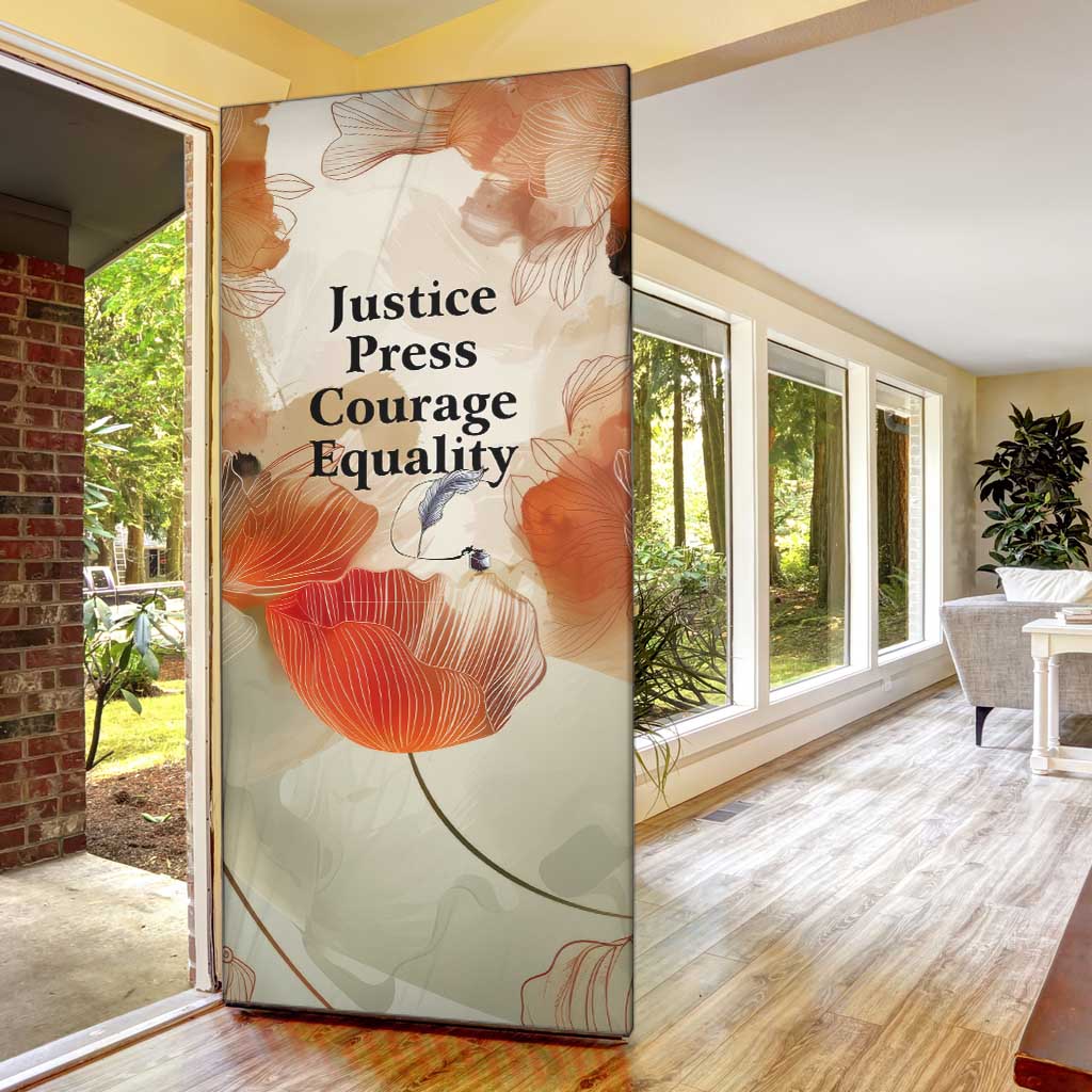 Ida B. Wells Door Cover with Floral Pen Design Illustrated Portrait Civil Rights and Journalism Tribute - African Pride