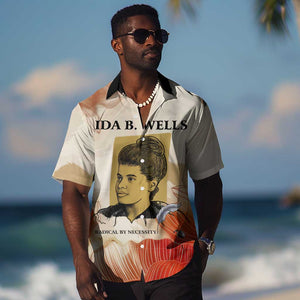 Ida B. Wells Hawaiian Shirt with Floral Pen Design Illustrated Portrait Civil Rights and Journalism Tribute - African Pride