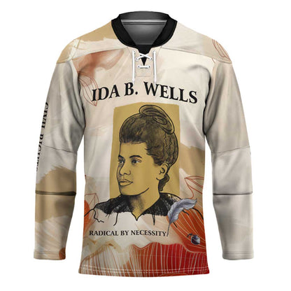 Ida B. Wells Hockey Jersey with Floral Pen Design Illustrated Portrait Civil Rights and Journalism Tribute - African Pride