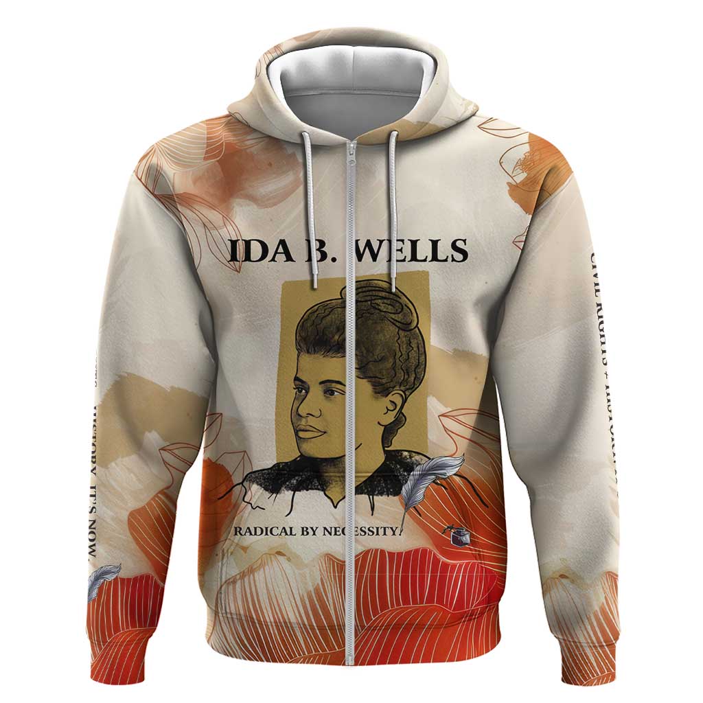 Ida B. Wells Hoodie with Floral Pen Design Illustrated Portrait Civil Rights and Journalism Tribute - African Pride