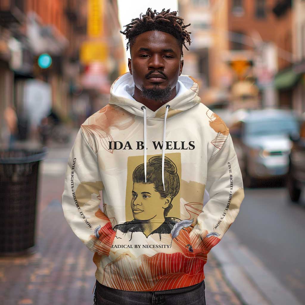 Ida B. Wells Hoodie with Floral Pen Design Illustrated Portrait Civil Rights and Journalism Tribute - African Pride