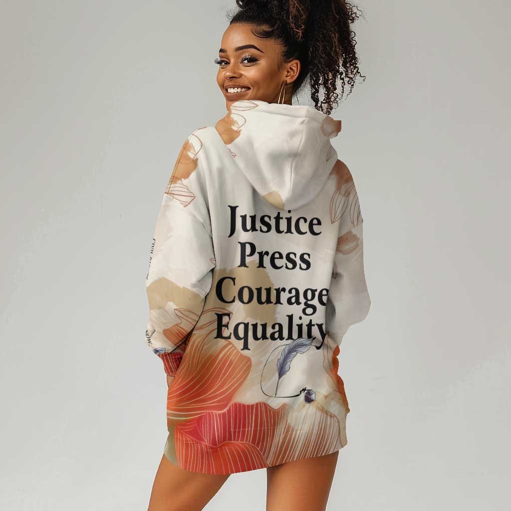 Ida B. Wells Hoodie Dress with Floral Pen Design Illustrated Portrait Civil Rights and Journalism Tribute - African Pride