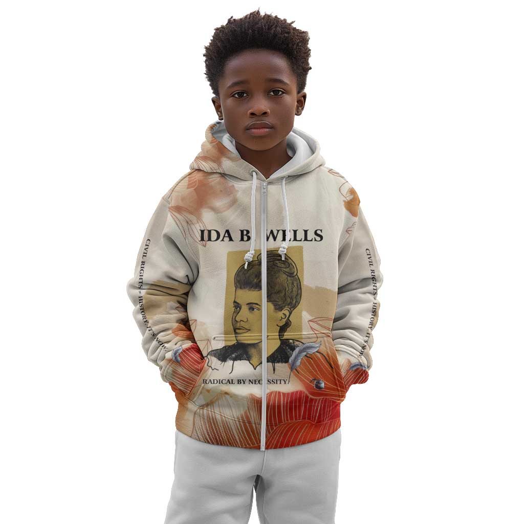 Ida B. Wells Kid Hoodie with Floral Pen Design Illustrated Portrait Civil Rights and Journalism Tribute - African Pride