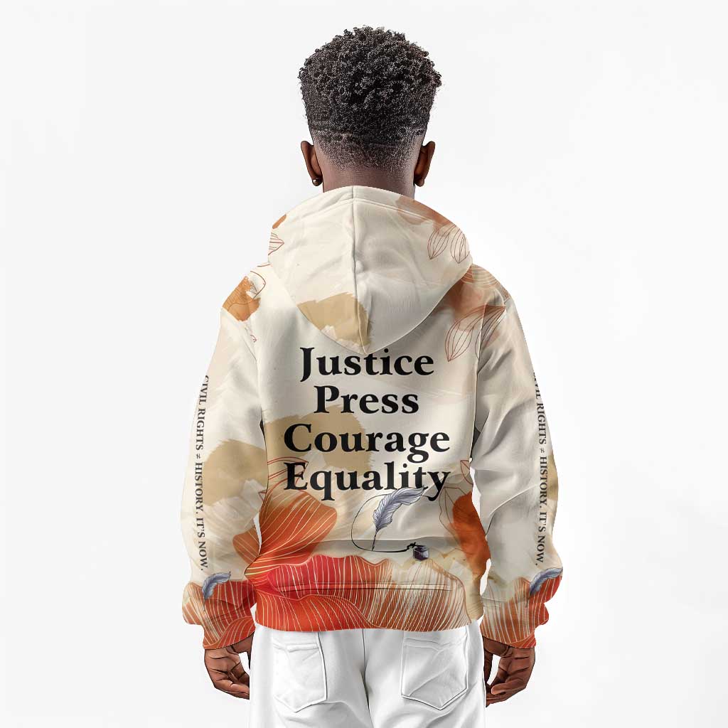 Ida B. Wells Kid Hoodie with Floral Pen Design Illustrated Portrait Civil Rights and Journalism Tribute - African Pride
