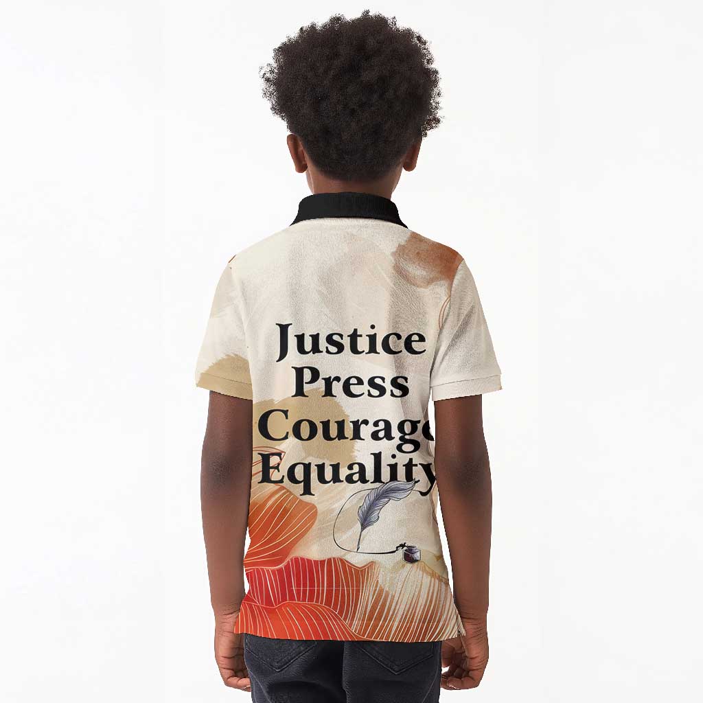 Ida B. Wells Kid Polo Shirt with Floral Pen Design Illustrated Portrait Civil Rights and Journalism Tribute - African Pride