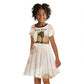 Ida B. Wells Kid Short Sleeve Dress with Floral Pen Design Illustrated Portrait Civil Rights and Journalism Tribute - African Pride