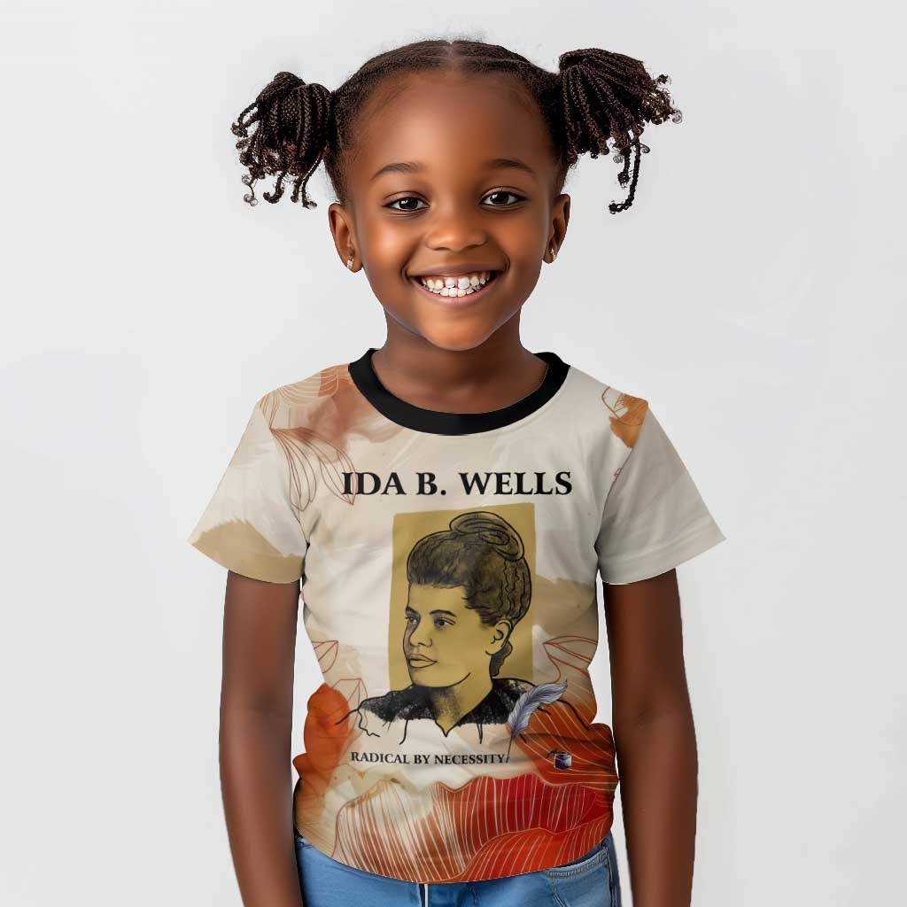 Ida B. Wells Kid T shirt with Floral Pen Design Illustrated Portrait Civil Rights and Journalism Tribute - African Pride