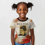 Ida B. Wells Kid T shirt with Floral Pen Design Illustrated Portrait Civil Rights and Journalism Tribute - African Pride