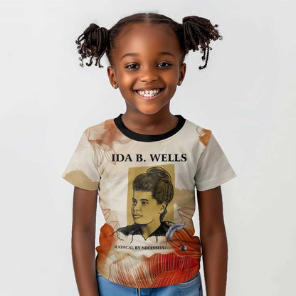 Ida B. Wells Kid T shirt with Floral Pen Design Illustrated Portrait Civil Rights and Journalism Tribute - African Pride