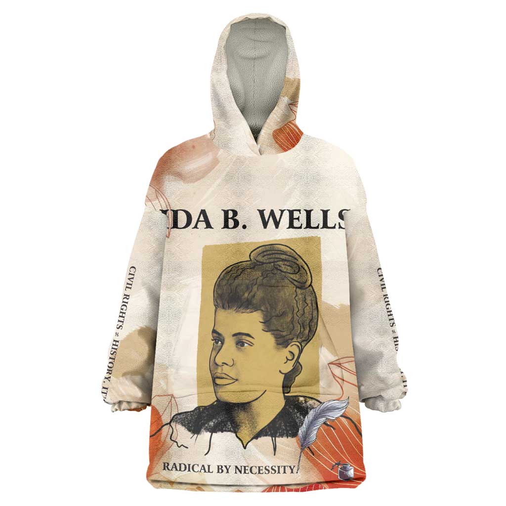 Ida B. Wells Kid Wearable Blanket Hoodie with Floral Pen Design Illustrated Portrait Civil Rights and Journalism Tribute - African Pride