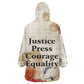 Ida B. Wells Kid Wearable Blanket Hoodie with Floral Pen Design Illustrated Portrait Civil Rights and Journalism Tribute - African Pride