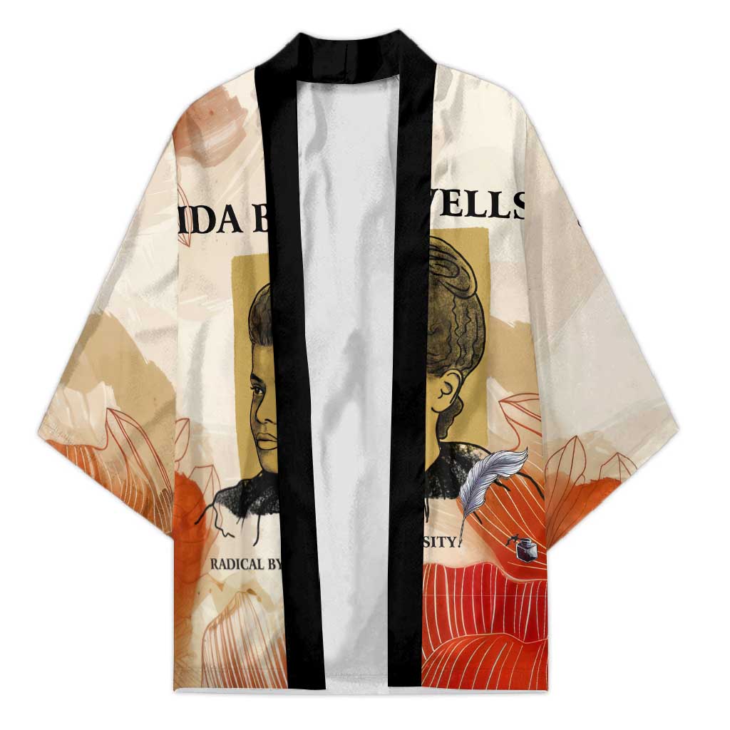Ida B. Wells Kimono with Floral Pen Design Illustrated Portrait Civil Rights and Journalism Tribute - African Pride