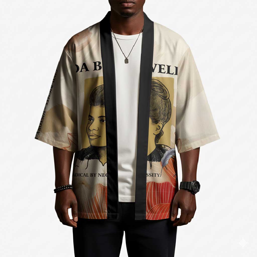 Ida B. Wells Kimono with Floral Pen Design Illustrated Portrait Civil Rights and Journalism Tribute - African Pride
