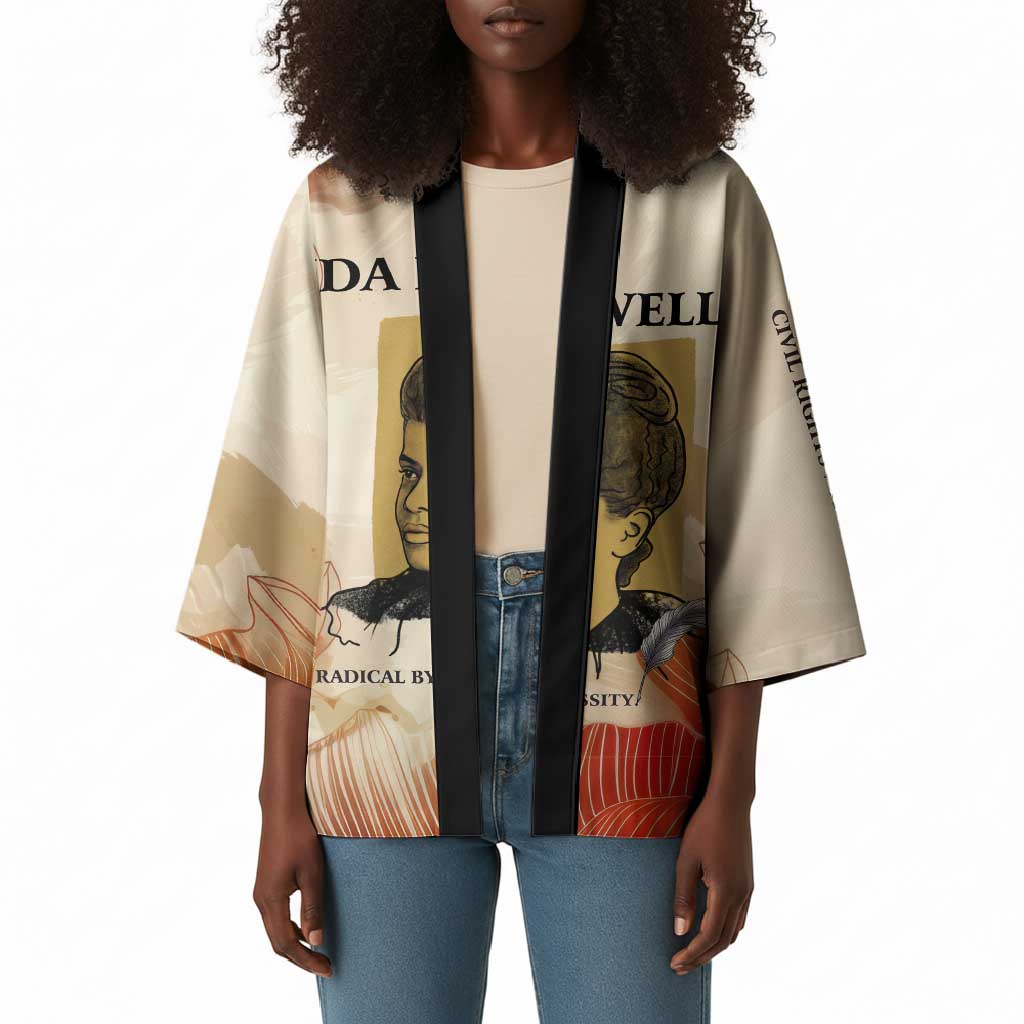 Ida B. Wells Kimono with Floral Pen Design Illustrated Portrait Civil Rights and Journalism Tribute - African Pride