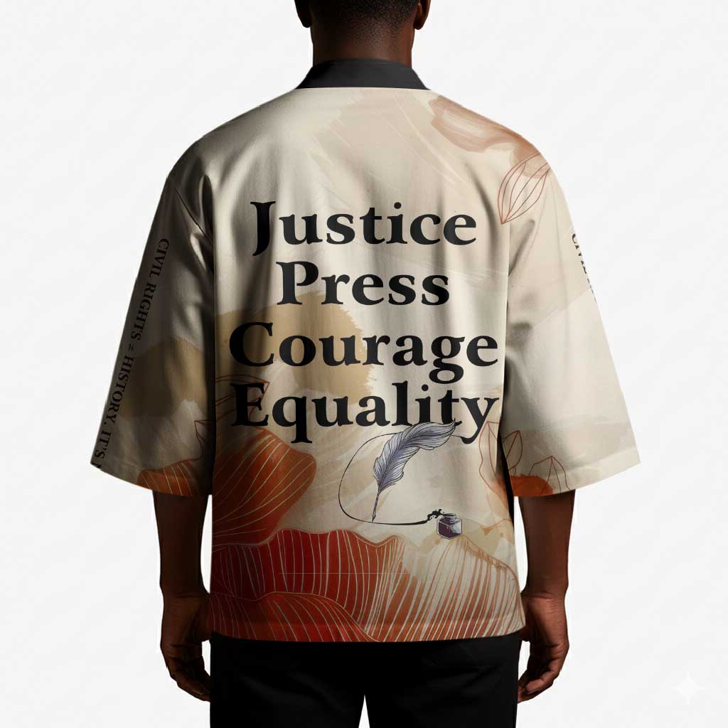 Ida B. Wells Kimono with Floral Pen Design Illustrated Portrait Civil Rights and Journalism Tribute - African Pride