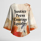 Ida B. Wells Kimono Sleeve Blouse with Floral Pen Design Illustrated Portrait Civil Rights and Journalism Tribute - African Pride
