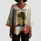 Ida B. Wells Kimono Sleeve Blouse with Floral Pen Design Illustrated Portrait Civil Rights and Journalism Tribute - African Pride