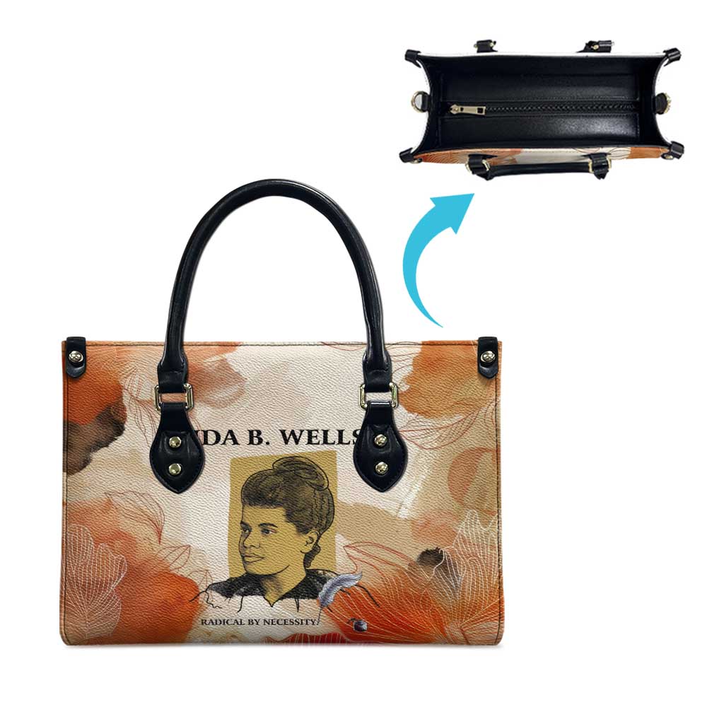 Ida B. Wells Leather Bag with Floral Pen Design Illustrated Portrait Civil Rights and Journalism Tribute - African Pride