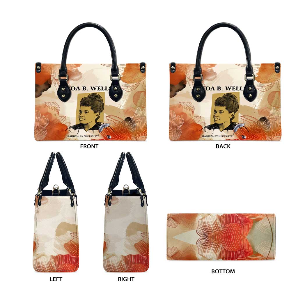 Ida B. Wells Leather Bag with Floral Pen Design Illustrated Portrait Civil Rights and Journalism Tribute - African Pride