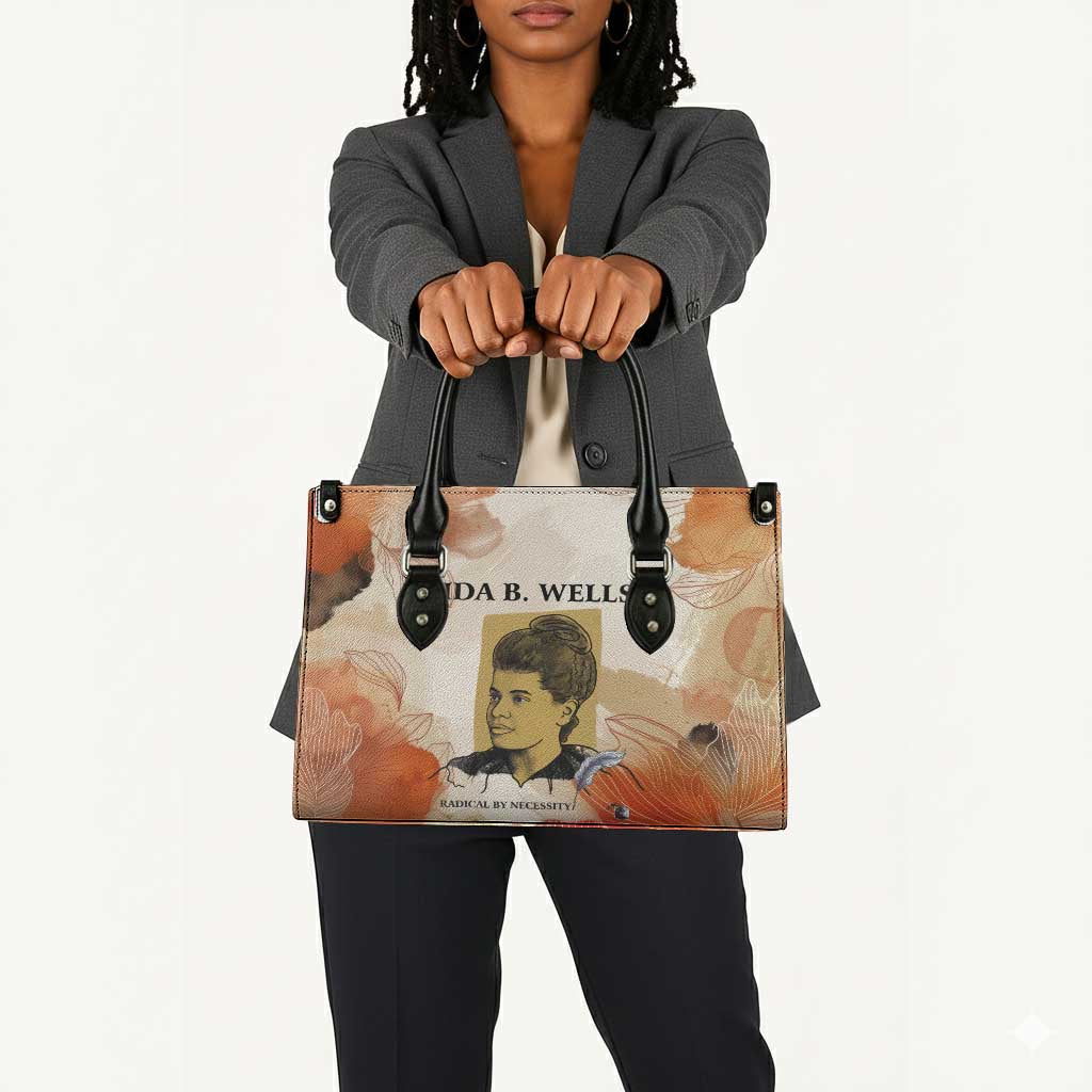 Ida B. Wells Leather Bag with Floral Pen Design Illustrated Portrait Civil Rights and Journalism Tribute - African Pride